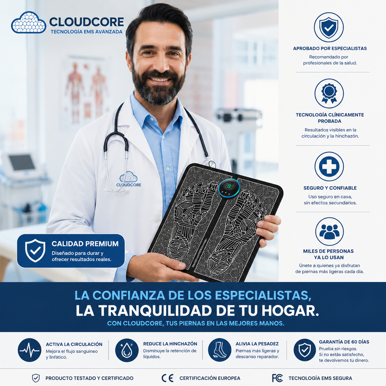 EMS Drena La Hinchazón De Piernas Desde Casa | CloudCore™