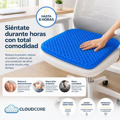 Cojín Ergonómico de Gel CloudCore™ | Alivio de coxis, lumbares y ciática