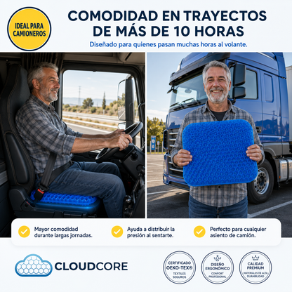 Cojín Ergonómico de Gel CloudCore™ | Alivio de coxis, lumbares y ciática