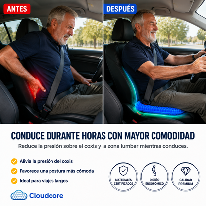 Cojín Ergonómico de Gel CloudCore™ | Alivio de coxis, lumbares y ciática