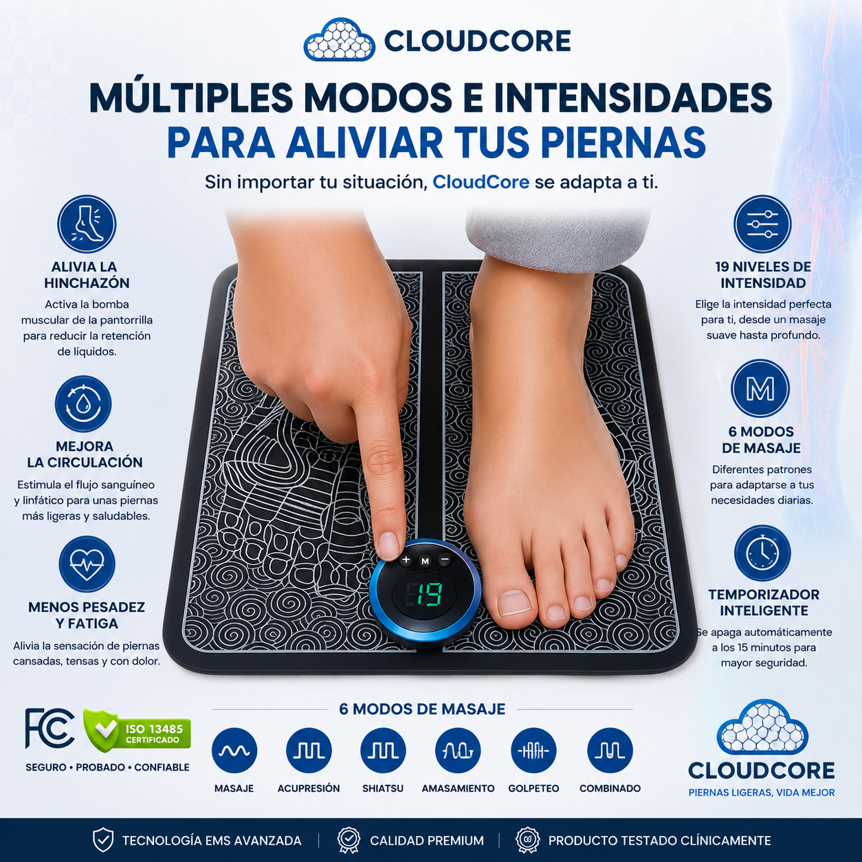EMS Drena La Hinchazón De Piernas Desde Casa | CloudCore™